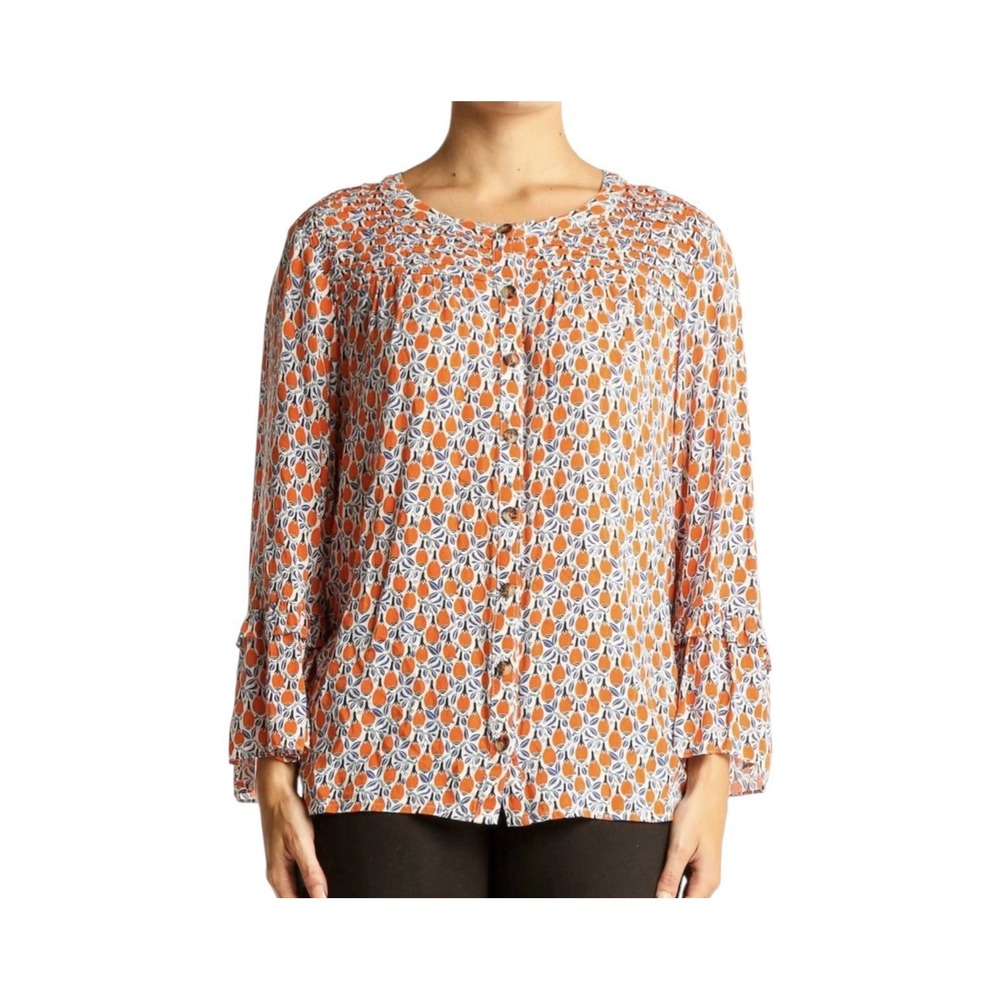 Anthropologie Maeve Top Women's Medium Long Sleeve Blouse Button Front